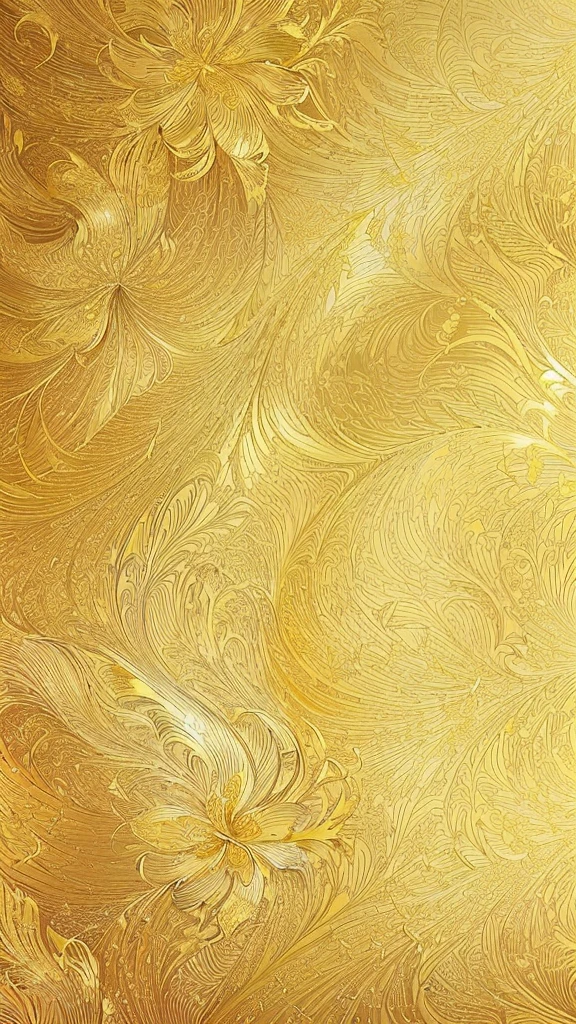 There is a painting on the wall,There is a big pattern on it, Gold stripe swirl finish, Golden Flower, yellow wallpaper, pale wallpaper, Gold Leaf texture, Gold Leaf, Art Nouveau wallpaper, Gilded Marbled Paper Background, Gold Flower, Golden flowers, Gilded, chaotic Gold Leaf flowers, Gold delicate lines, Gold Leaf