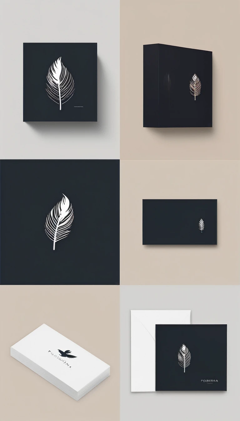 A minimal, modern, simple, cinematic logo design for the brand “Penamemoria". Create a modern, minimalistic, high-quality, logo of a bird feather