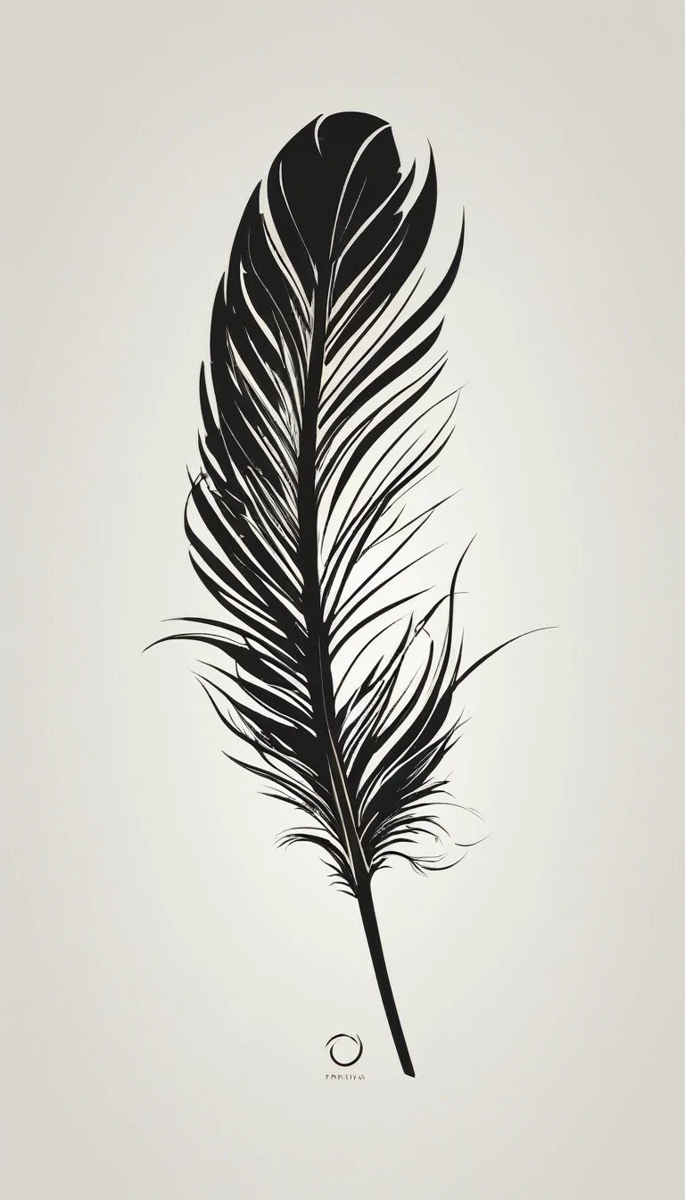 A minimal, modern, simple, cinematic logo design for the brand “Penamemoria". Create a modern, minimalistic, high-quality, logo of a bird feather
