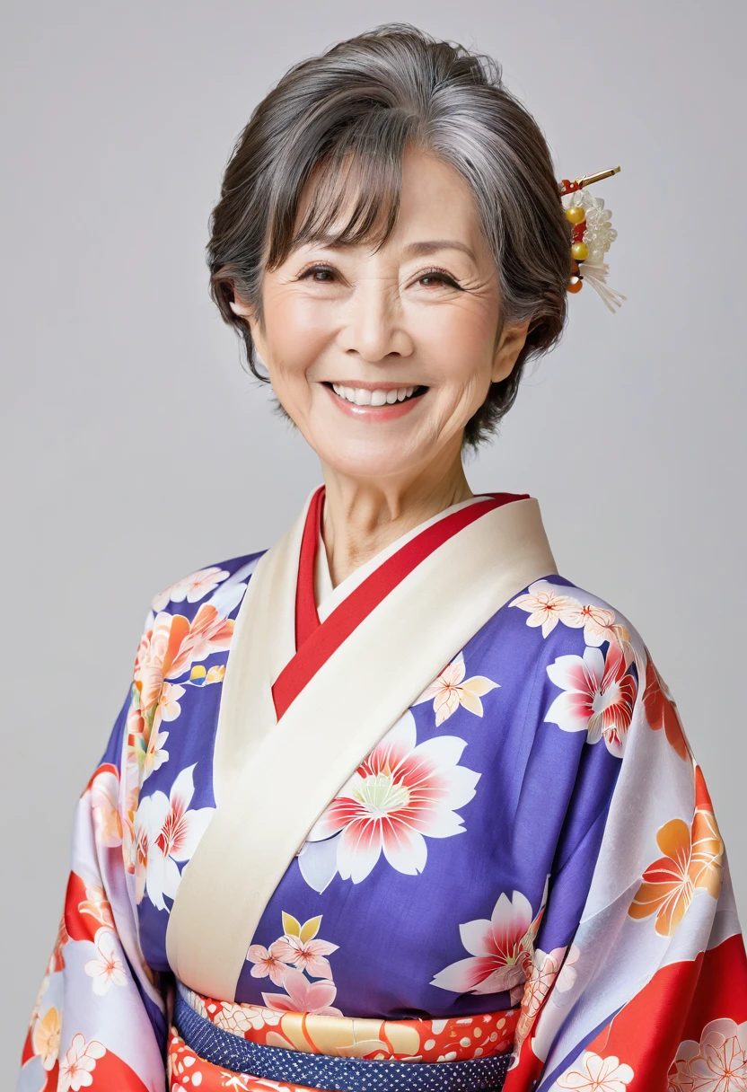 Female in her 60s,Japanese,smile,smile,kimono