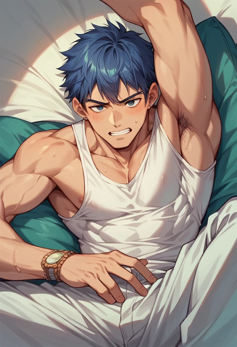 A man enjoying a relaxing evening with his parents after a productive workday. anime style, colourful, extreme detail, supreme quality