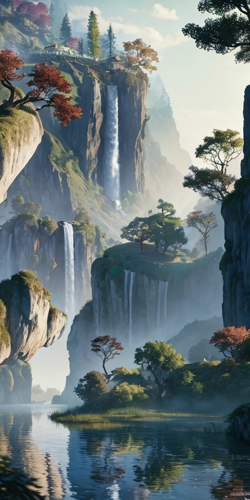 Analog style,ChromaV5,nvinkpunk,(extremely detailed CG unity 8k wallpaper),An image of a majestic river, trees on the sides, tiny waterfall, intense fog ,award winning photography, Chromatic Aberration, Detailed , HDR, Bloom, style by Monet, Pissarro, and Sisley ,trending on ArtStation, trending on CGSociety, art by midjourney