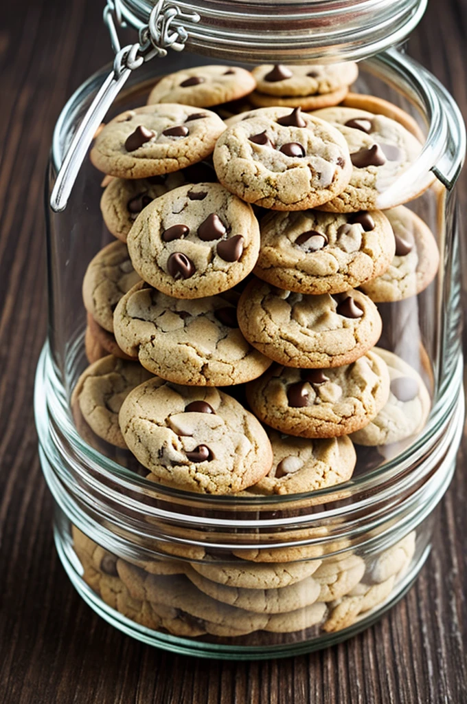 Some cookies in a plastic jar