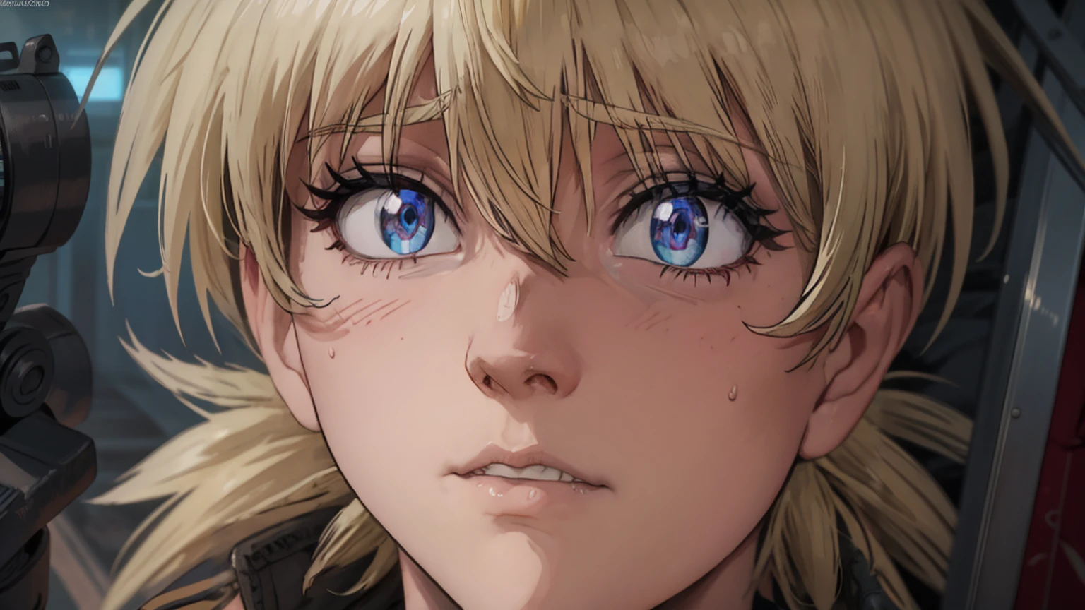 (best quality,4k,8k,highres,masterpiece:1.2),ultra-detailed,naked, enormous boobs, showing, boob window,extremely detailed girl,beautiful detailed eyes,beautiful detailed lips,longeyelashes,,angry expression,holding a gun,black and white photography,low-key lighting,dark and gritty,urban setting,fierce attitude,action-packed scene,Vivid colors,intense shadows,sharp focus, seras, seras victoria, closeup, face closeup, frustrated expression
