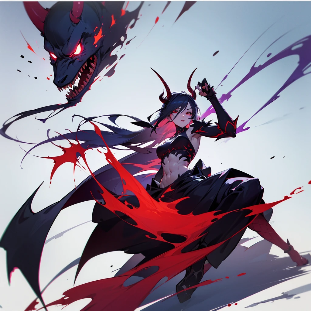 demon girl, full body, demon physical, demonic hands, demon abs, shredded body, fingernails, character design, concept art