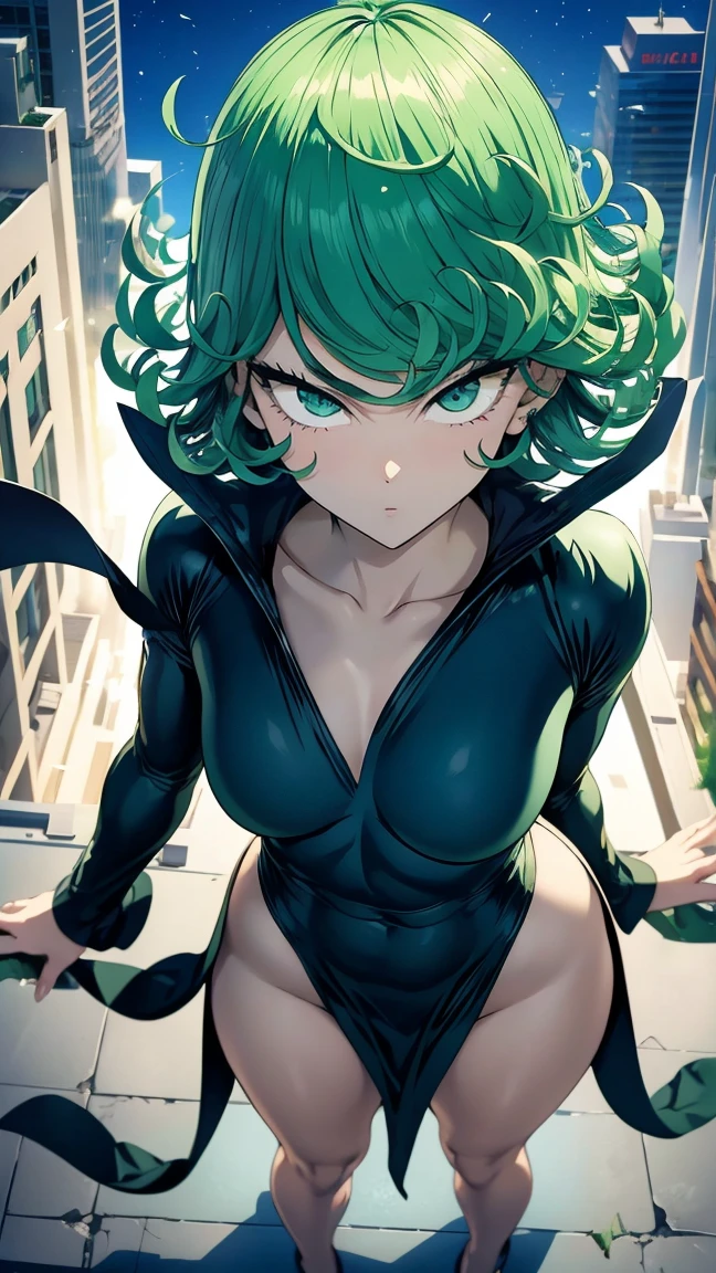 Tatsumaki , Dynamic positions have a golden part, fragile physique, Street, floats in the air, close up portrait, stands leaning towards the floor, beautiful , White Nurse's Coat, Short skirt, breasts fall out from under the robe, leans forward,  very erotic, arches in the back, Portrait of a girl, standing in a sexy pose, leans forward, beautiful фигура, buttocks, beautiful грудь, very sexy, the texture is very durable，The picture is very clear and concise，incredibly beautiful，Temperament elegant，in a spacious room, нежное выражение лица Tatsumaki из One Punch Man, short green hair, green eyes, , heels, full body view, smiling, dynamic pose, Tatsumaki из One Punch Man, short green hair, green eyes, ,dynamic view, (masterpiece, Best quality:1.2),