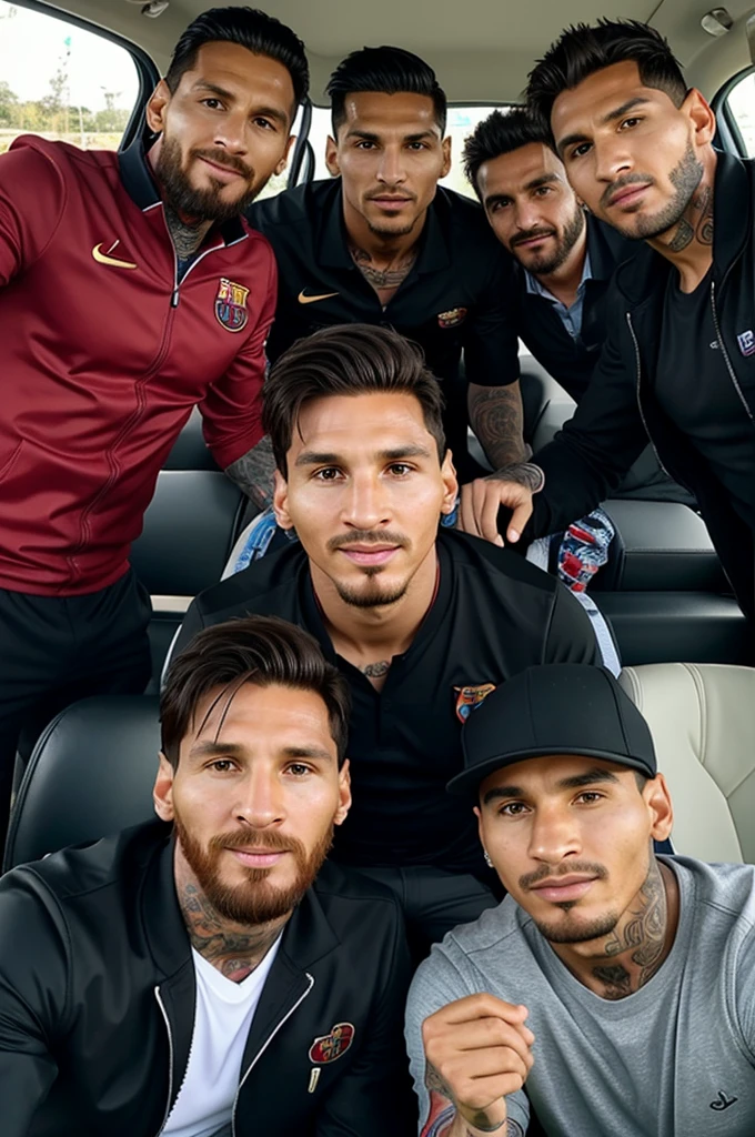 Lionel Messi , next to the bug , with Paolo Guerrero, with Franco Zanelatto and with Oliver Sonne