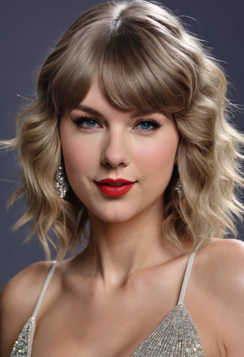((best quality)), ((masterpiece)), (detailed), (perfect face), (detailed face) 1woman, Taylor Swift, smile, topless,