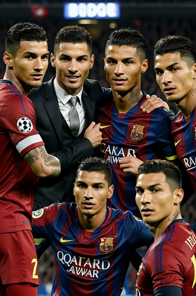 lionel messi, Franco zanelatto, Paolo Guerrero, Oliver Sun , cristiano ronaldo, All together