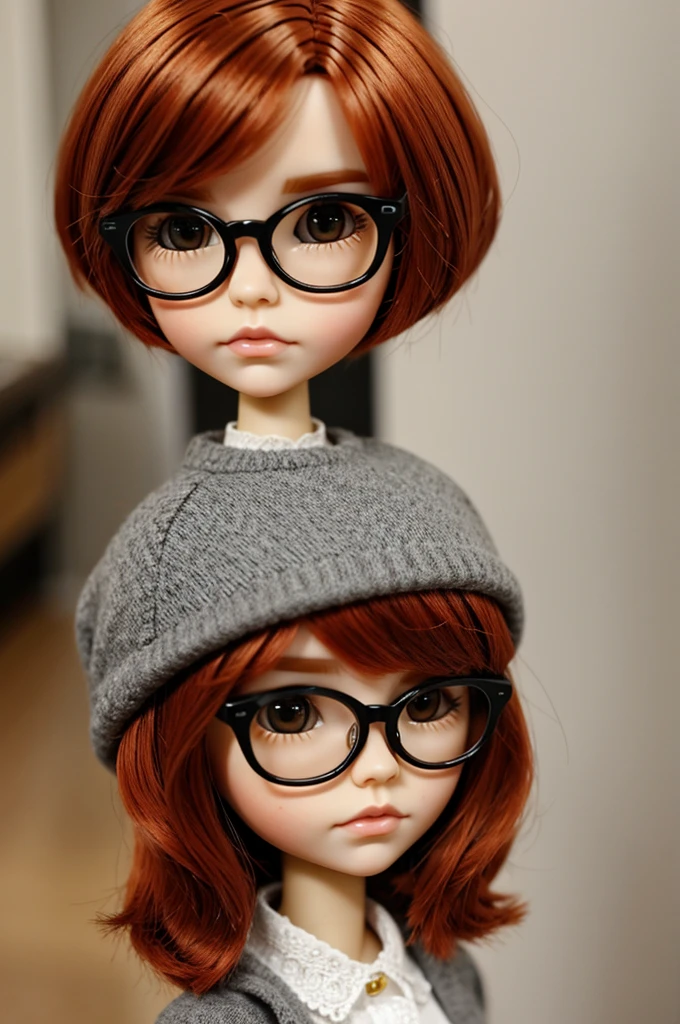 Blythe doll short hair redhead and with glasses