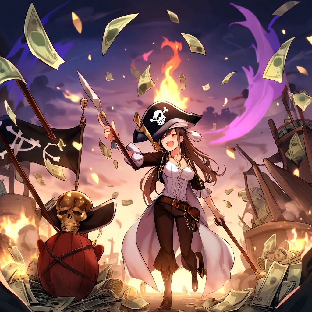 pirate flag, Two Spears, skullish, money, muito money