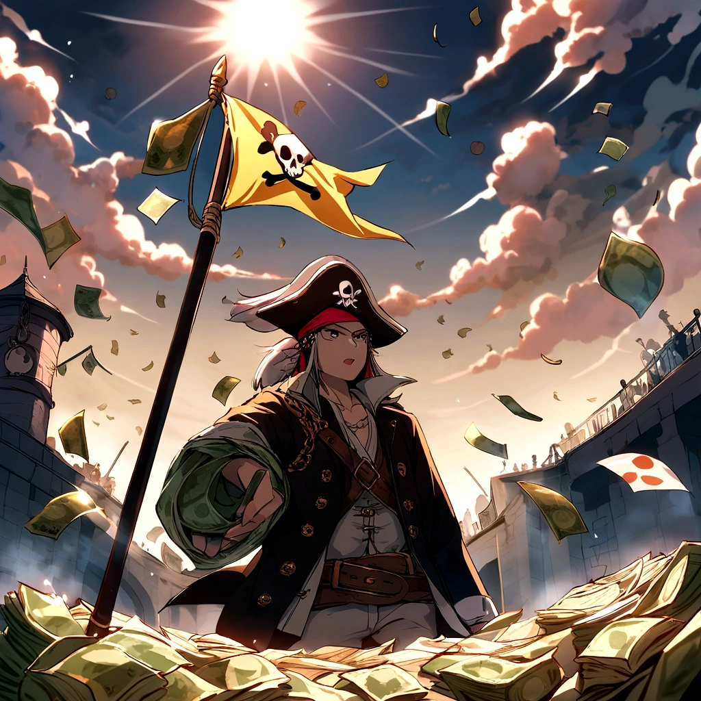 pirate flag, Two Spears, skullish, money, muito money
