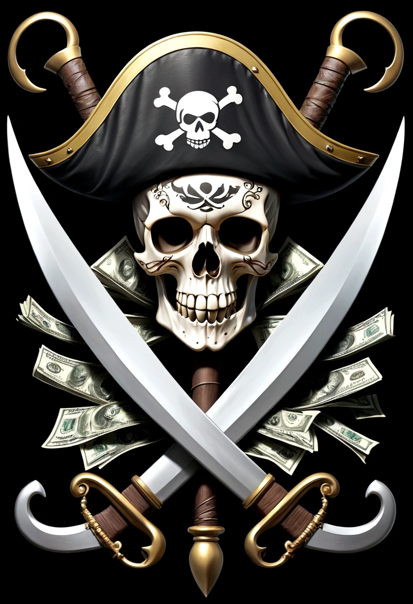 pirate flag, Two Spears, skullish, money, muito money