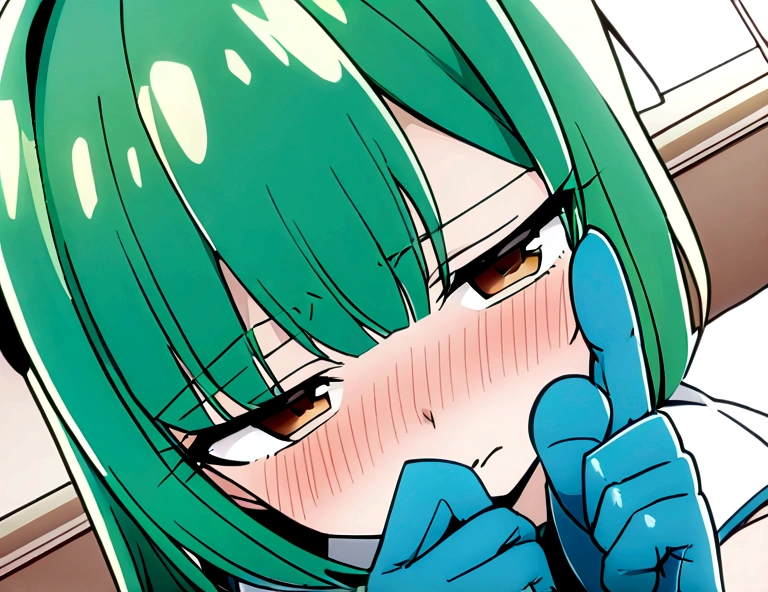 score_9, score_8_up, score_7_up, source_anime, sayominakami, sayo minakami, long hair, bow, hair bow, green hair, gloves, , elbow gloves, magical girl, blue gloves, , looking at viewer, room, blush, open mouth, big mouth, tongue, tongue out, close up, saliva, uvula, uvula, room, mouth focus, excessive saliva, giantess, red eyes,
