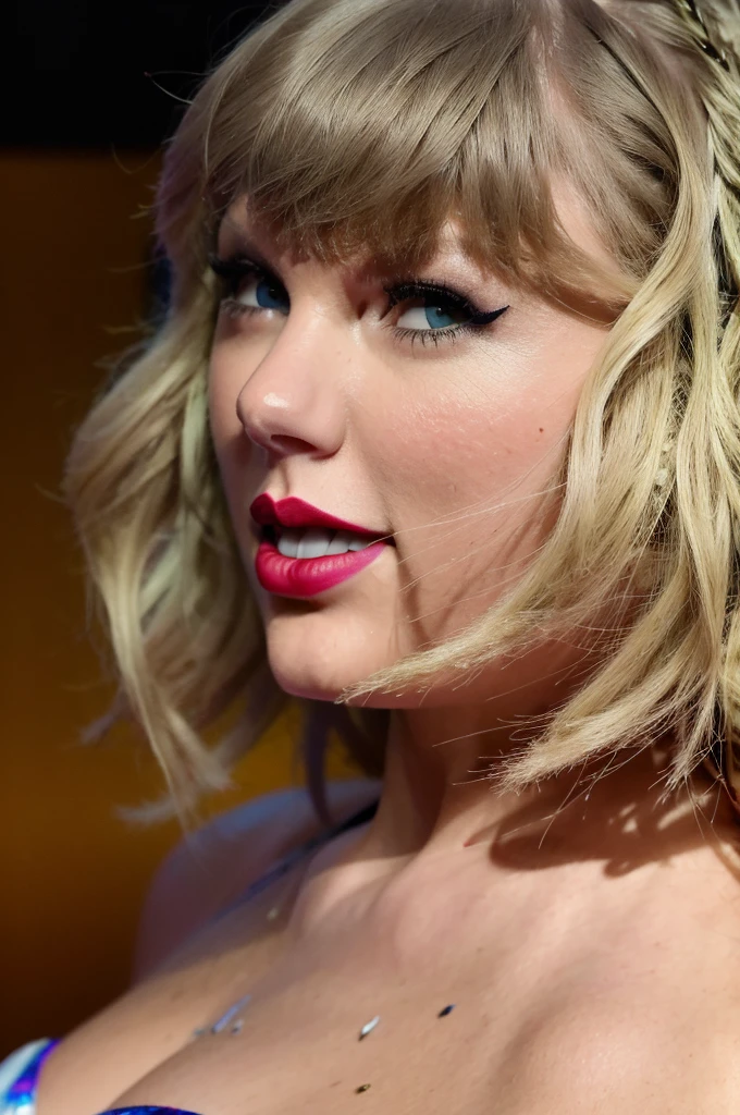 a beautiful detailed portrait of Taylor Swift, wearing a sexy one-piece swimsuit, smiling, with realistic and highly detailed skin texture, best quality, masterpiece, 4k, 8k, photorealistic, ultra-detailed, HDR, studio lighting, vibrant colors, professional
