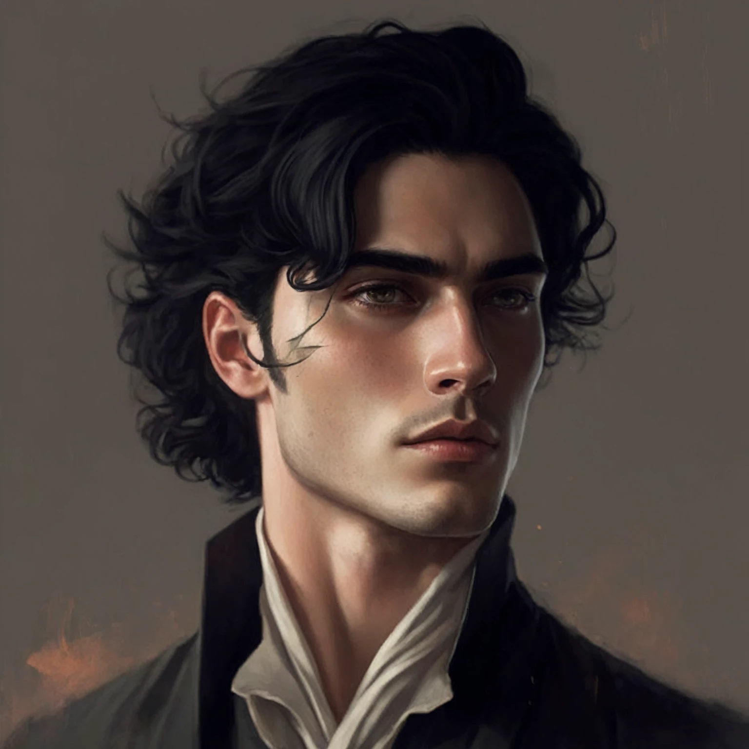 a close up of a man with a black hair and a white shirt, fantasy male portrait, character art portrait, detailed character portrait, handsome guy in demon slayer art, in the art style of bowater, a character portrait, painted character portrait, beautiful character painting, a portrait of the character, epic and classy portrait, anime portrait of a handsome man, epic portrait illustration