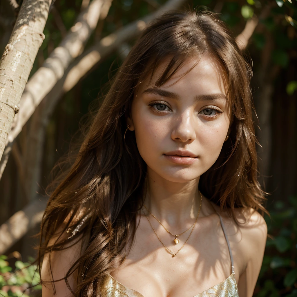 arafed woman with a necklace and bracelet posing for a picture, portrait sophie mudd, lovely delicate face, perfect face ), golden hour look, beautiful delicate face, soft portrait shot 8 k, extremely beautiful face, young beautiful woman, angelina stroganova, beautiful face and flawless skin, jaw-dropping beauty, anna nikonova aka newmilky