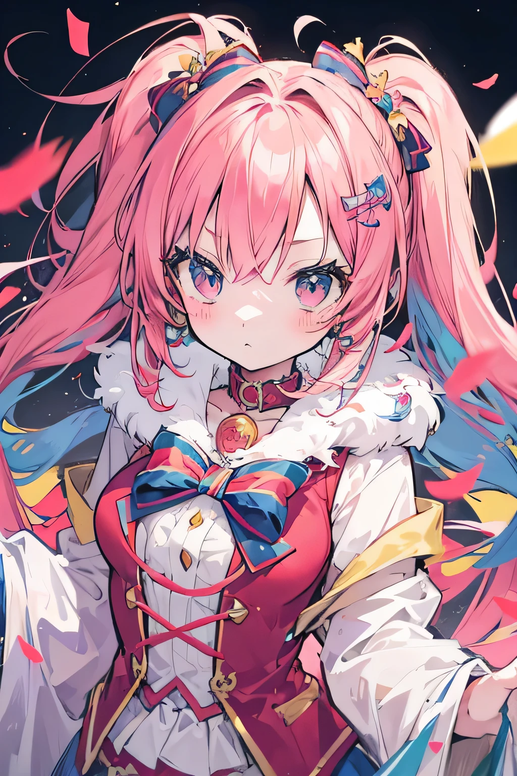 anime beautiful girl, HD, 2D, masterpiece, circus jester costume, mocking expressions.
