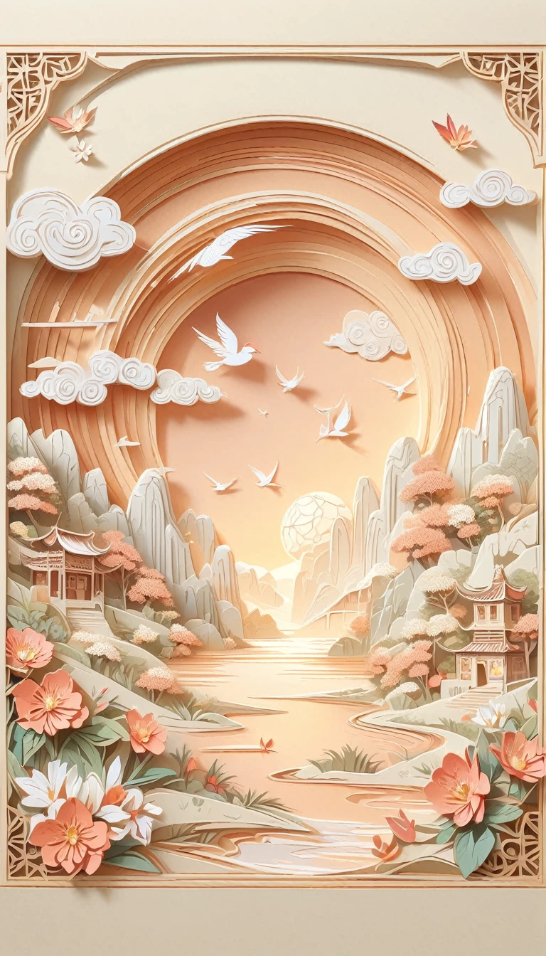 (Masterpiece, Best Quality:1.2), paper embossing, alone, front view, flores