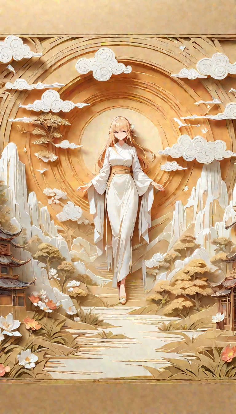 (Masterpiece, Best Quality:1.2), paper embossing, alone, front view, flores