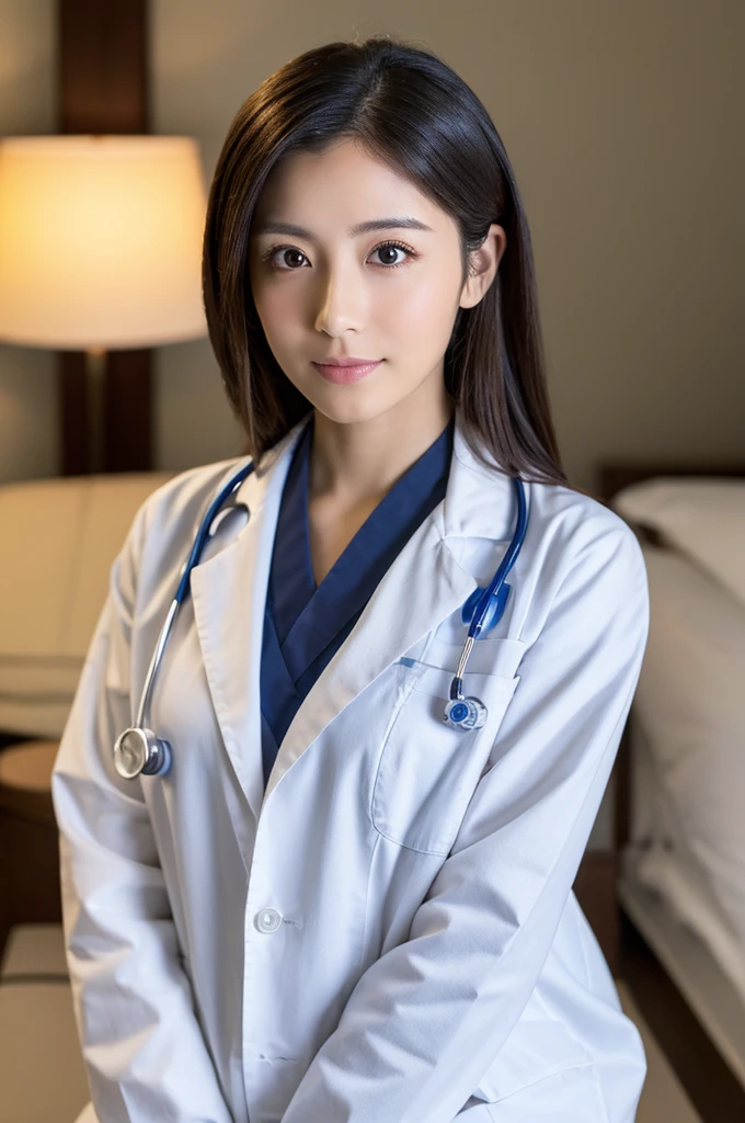 ((Highest quality)), ((masterpiece)), (detailed),Perfect Face,Japanese,Female doctor,White