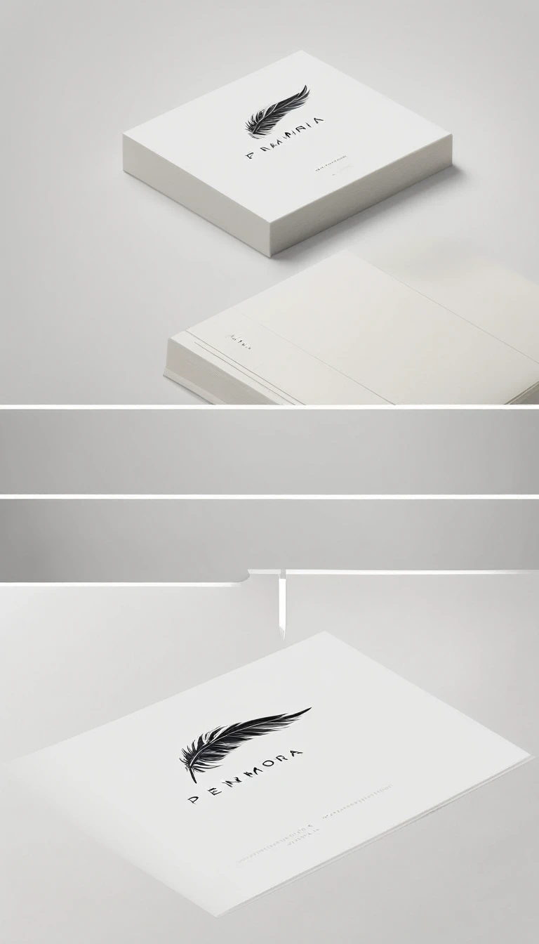 A minimal, modern, simple, cinematic logo design for the brand “Penamemoria". Create a modern, minimalistic, high-quality, logo of a bird feather