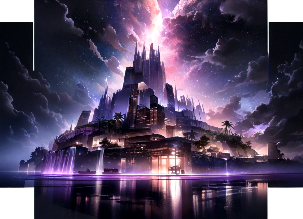 Starry sky and skyscrapers
(Highest quality,4K,8K,High resolution,masterpiece:1.2),Super detailed,(Realistic,photoRealistic,photo-Realistic:1.37),High resolution,超High resolution,Studio Lighting,very,Peaceful and calm,Quiet atmosphere,Soft moonlight,Calm,A lush rooftop garden with colorful flowers,A gentle breeze gently sways the plants,Fresh night air,The faint sounds of the city below,Deep purple hues in the night sky,Sparkling stars scattered across a dark canvas,A glimmer of light from a distant building,Reflection of the moon on the surface of a building,A subtle shadow illuminated by the moonlight,CalmCalmカラーパレット,A fantastical and dreamy atmosphere