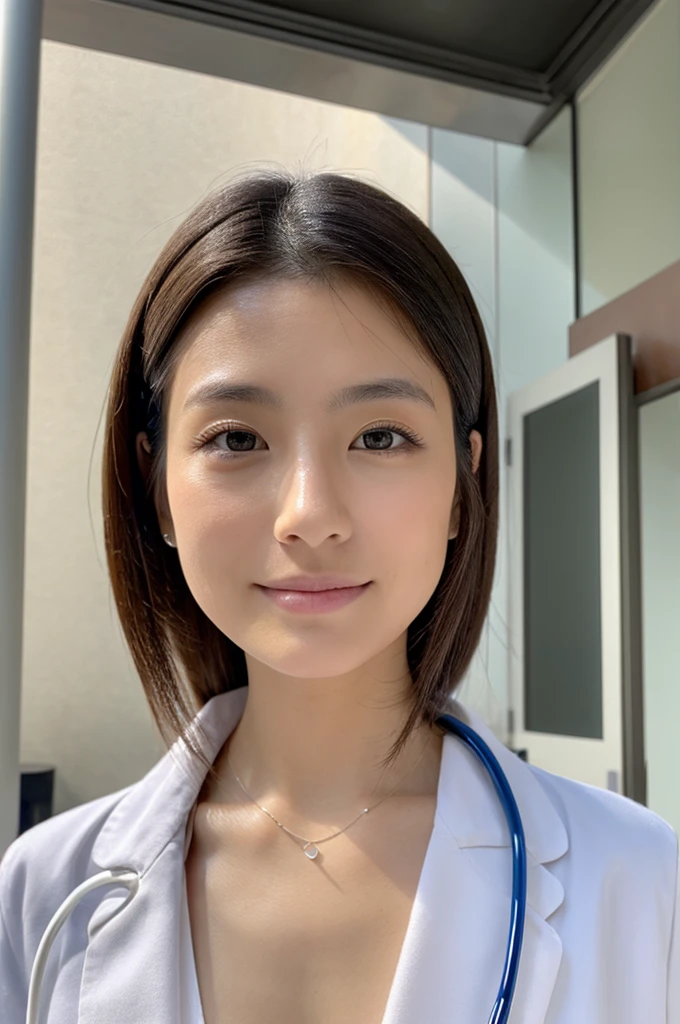 ((Highest quality)), ((masterpiece)), (detailed),Perfect Face,Japanese,Female doctor,White