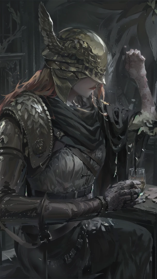 1 girl,Female,Female only,helmet,light-skinned Female,Lingerie,prosthetic,One,a sword