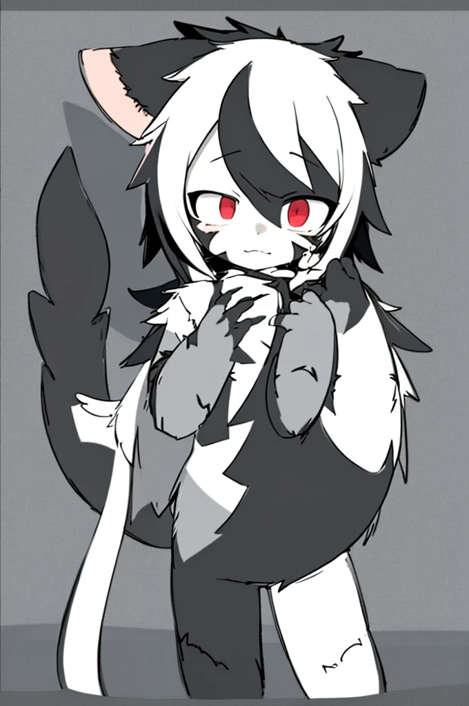 masterpiece, best quality, Extremely detailed, Detailed background, Delicate face, 1 Girl, Solitary, White hair, Very long hair, Double tail, Black Corner, Red Eyes, Eyes visible behind hair, Black skirt, Black Ascot, Asymmetrical clothes, Single sleeve, Rest and stand, For the audience, A faint smile, Looking at the audience, (close up:1.1), landscape, outdoor,