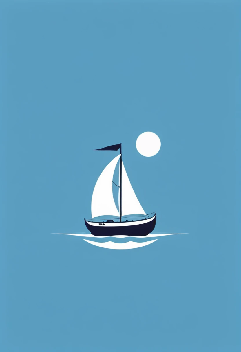 Best quality,Clear lines,Ultra-fine drawing,Simple background,logo,The number 6 transforms into a small boat with sails,Driving on the sea