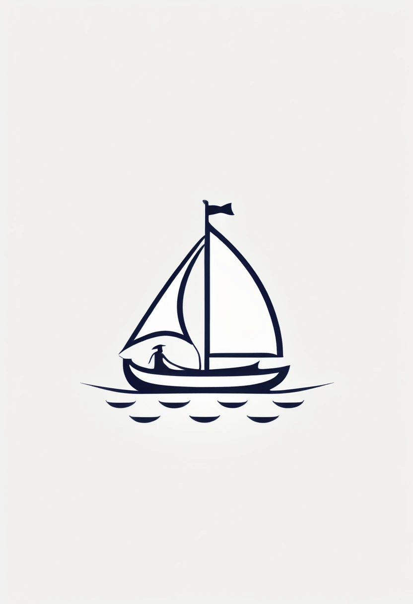 Best quality,Clear lines,Ultra-fine drawing,Simple background,logo,The number 6 transforms into a small boat with sails,Driving on the sea