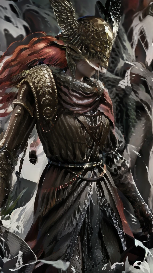 1 girl,Female,Female only,helmet,light-skinned Female,Lingerie,prosthetic,One,a sword