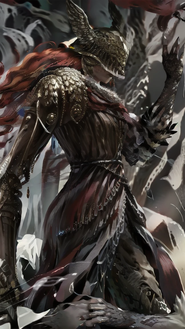 1 girl,Female,Female only,helmet,light-skinned Female,Lingerie,prosthetic,One,a sword