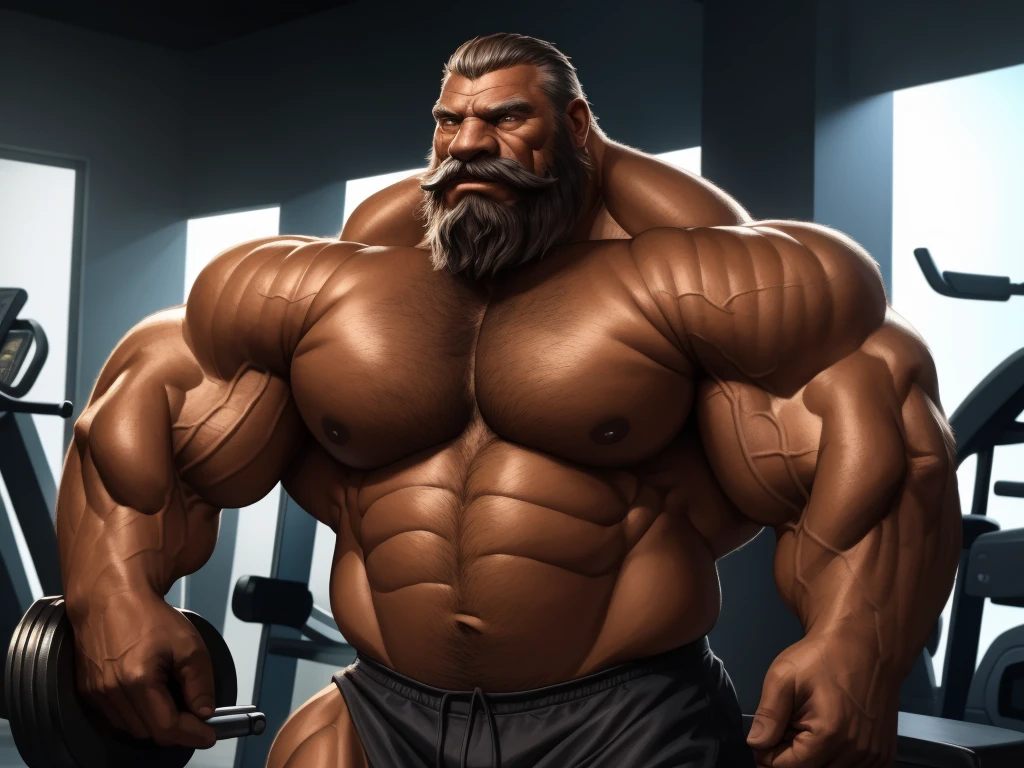 realistic, hyper realistic, detailed muscle, old man, long beards, thick mustache, good anatomy, masterpiece, art winner, gym, extremely huge muscular, massive muscular, full-body, well-muscled old man. ((extremely muscle size, super thick arms, huge pec, extremely wide pectoral , huge arms)). and add details to make it attractive and interesting. Add textures and details to make the image more realistic, Make sure the resulting image is high resolution, 8K quality." (best quality,4k,8k,highres,masterpiece:1.2),ultra-detailed,(realistic,photorealistic,photo-realistic:1.37),dramatic lighting,chiaroscuro,atmospheric,moody,cinematic