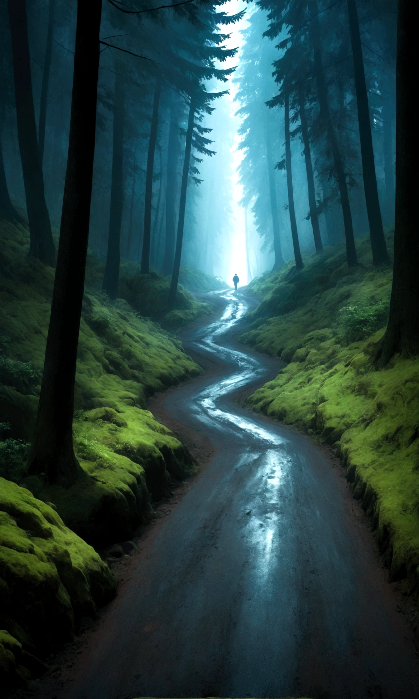 Dirt hiking trails on Mount Aire,Surrounded by the Black Forest, This road leads to the top of the mountain, Dark atmosphere, Horror stories