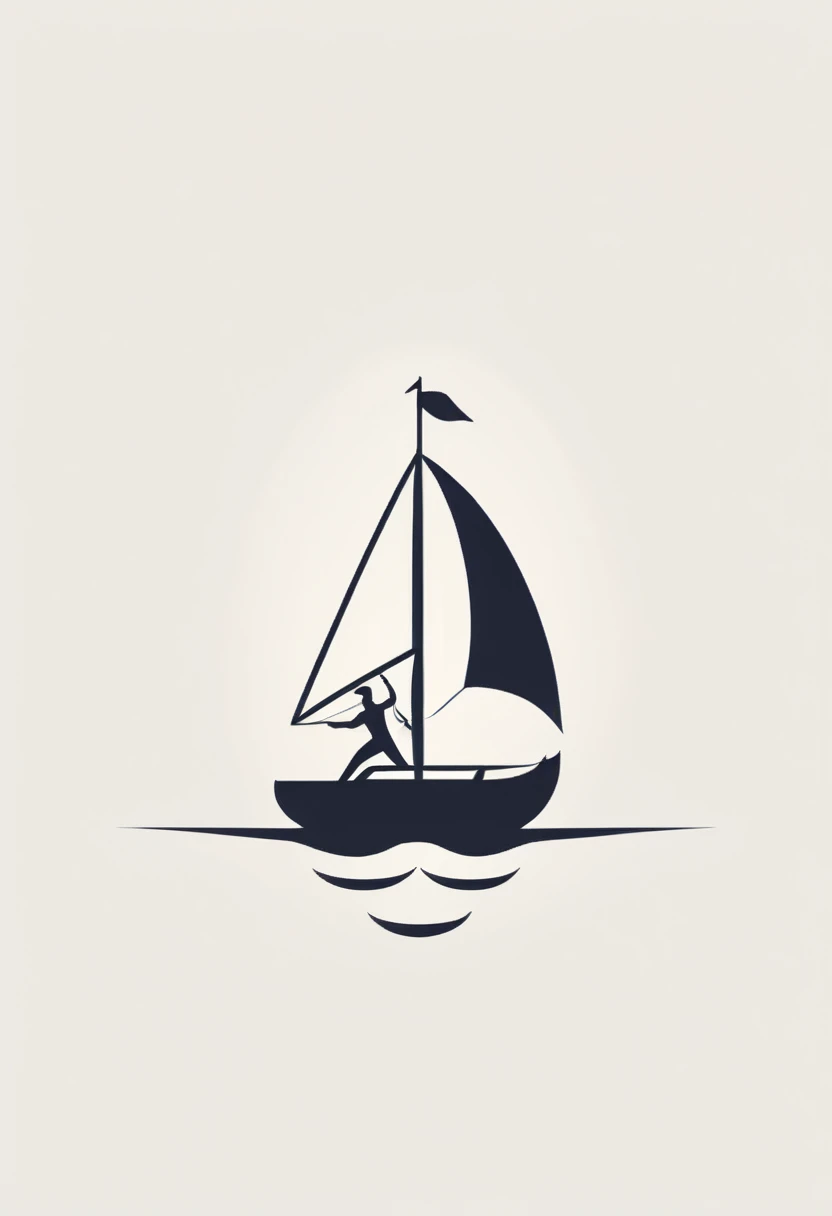 Best quality,Clear lines,Ultra-fine drawing,Simple background,logo,The number 6 transforms into a small boat with sails,Driving on the sea