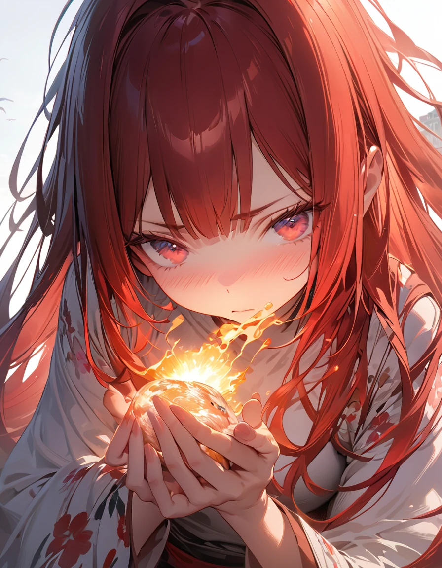 Embarrassed(Masseter muscle area, high quality, Mysterious, Beautiful and beautiful, Ideal body proportions, Official image art, Impressionism), (Ultra-high resolution, 8k RAW photos, Photorealistic, Natural light, Textile Shading),Perfect Fingers