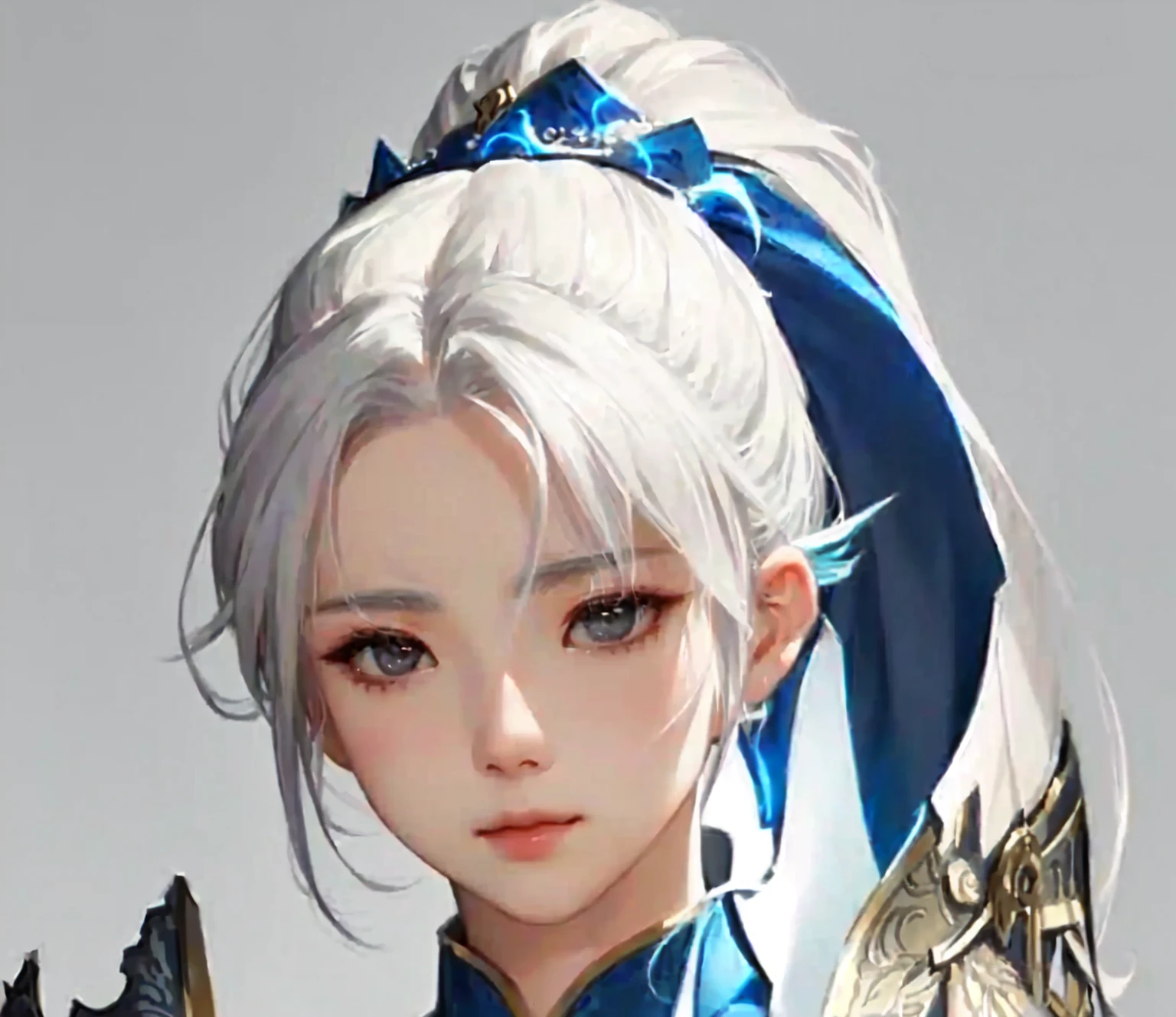 拿着剑的White hair蓝衣动漫女孩, zhao yun, White hair, White hair, author:Yang J, dragon, yun ling, Gu Weiss, g liulian art style, Beautiful character painting, White hair deity, author:Ye Xin, author:unbelievable, author:Fan Qi, White hair lady, portrait painted by ross