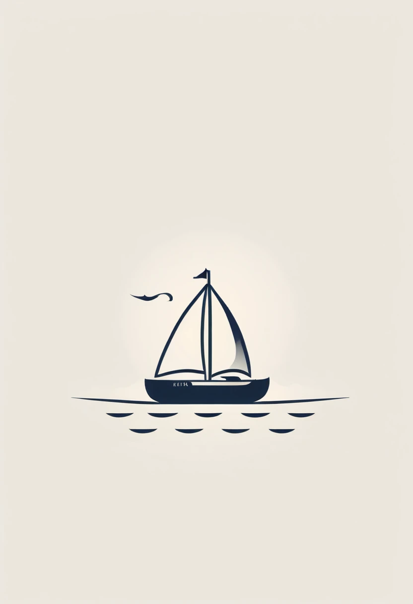 Best quality，Clear lines，Ultra-fine drawing，Simple background，logo，Arabic numeral 6，Transformed into a sailing boat，Driving on the waves