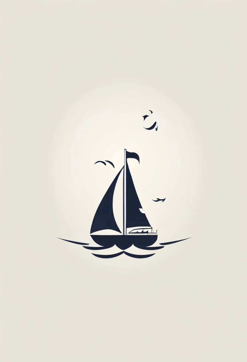 Best quality,Clear lines,Ultra-fine drawing,Simple background,logo,Arabic numeral 6,Transformed into a sailing boat,Driving on the waves