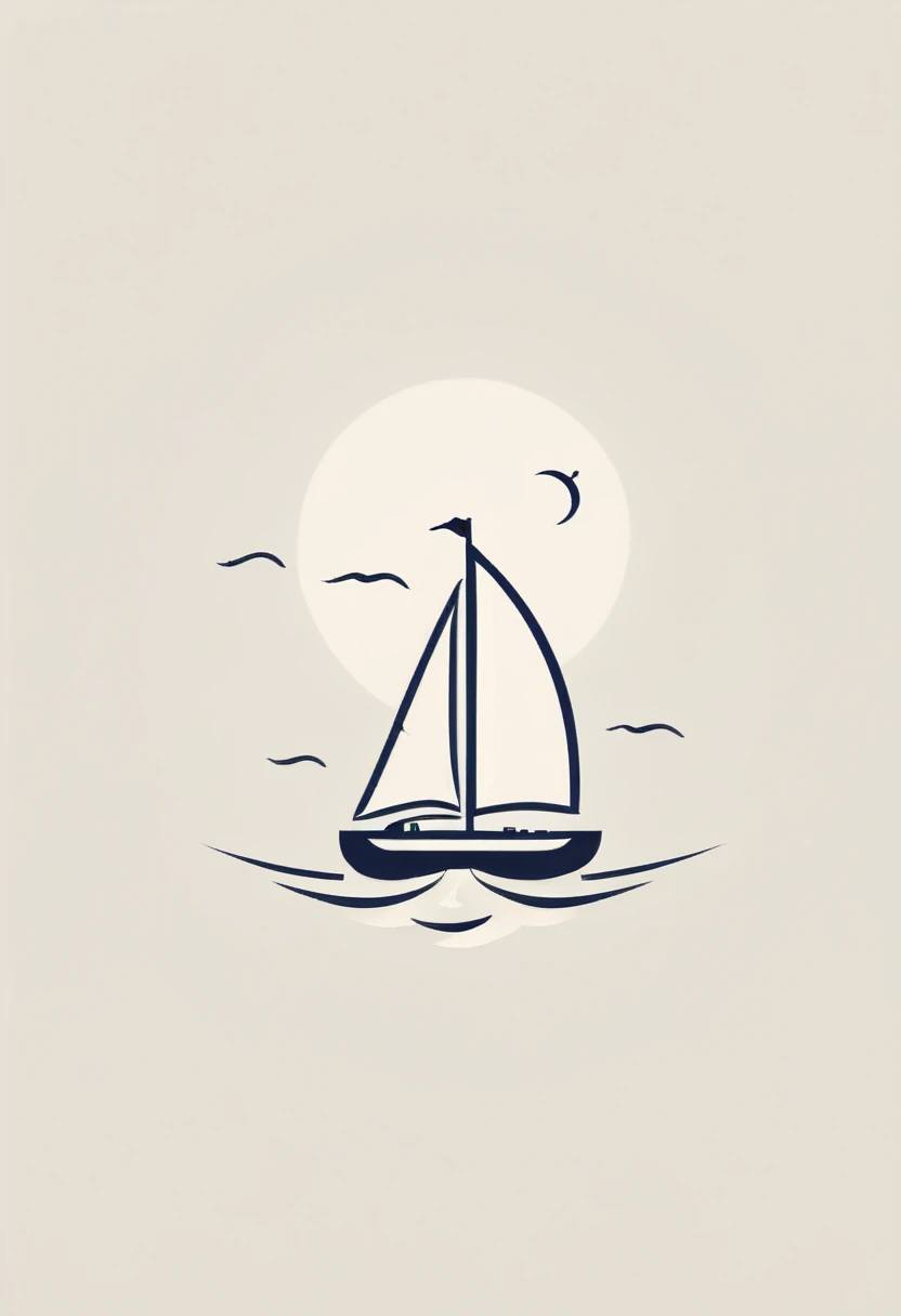 Best quality,Clear lines,Ultra-fine drawing,Simple background,logo,Arabic numeral 6,Transformed into a sailing boat,Driving on the waves