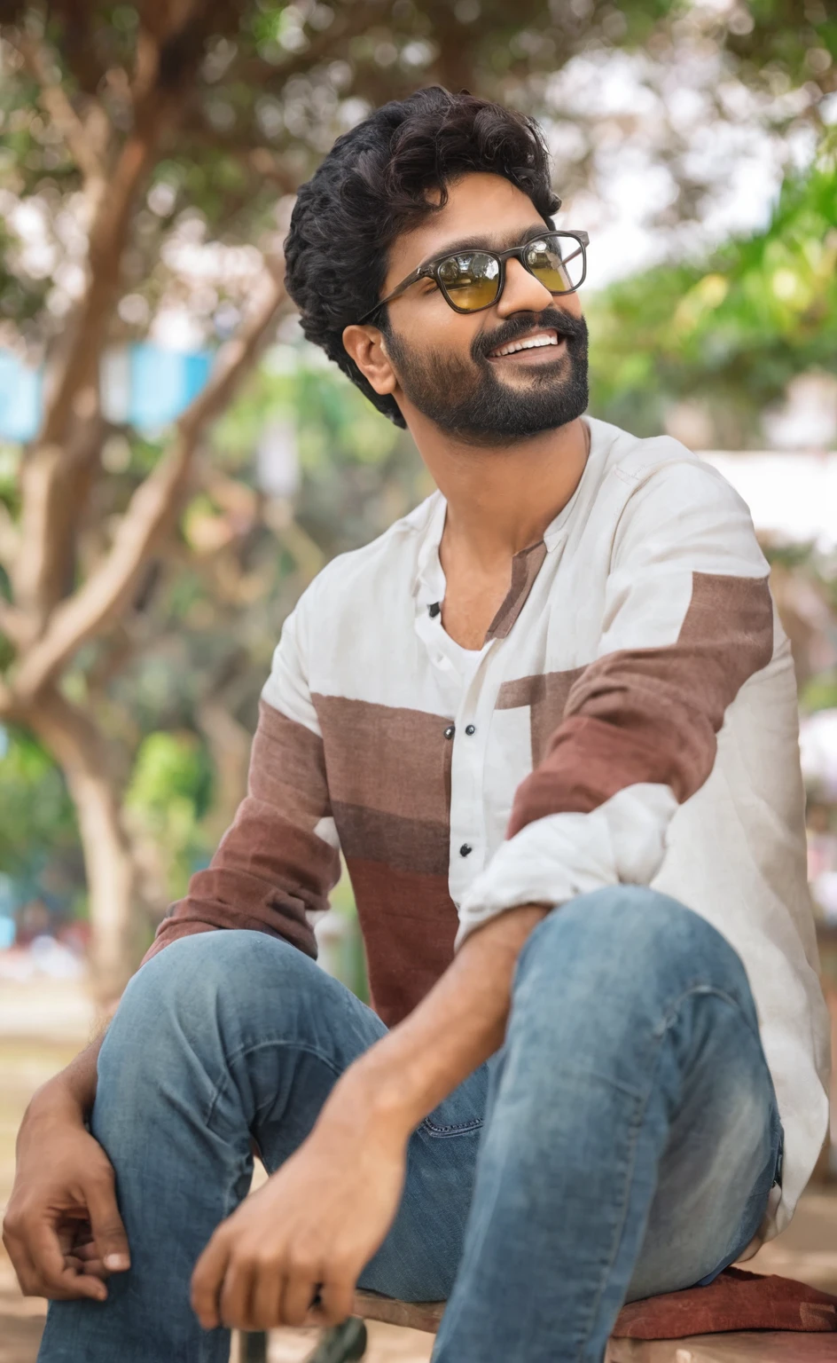 there is a man sitting on a bench in a park, jayison devadas, ayan nag, portait photo profile picture, with accurate face, headshot profile picture, profile pic, candid picture, jayison devadas style, candid photo, professional profile picture, good looking face, very artistic pose, riyahd cassiem, profile picture 1024px