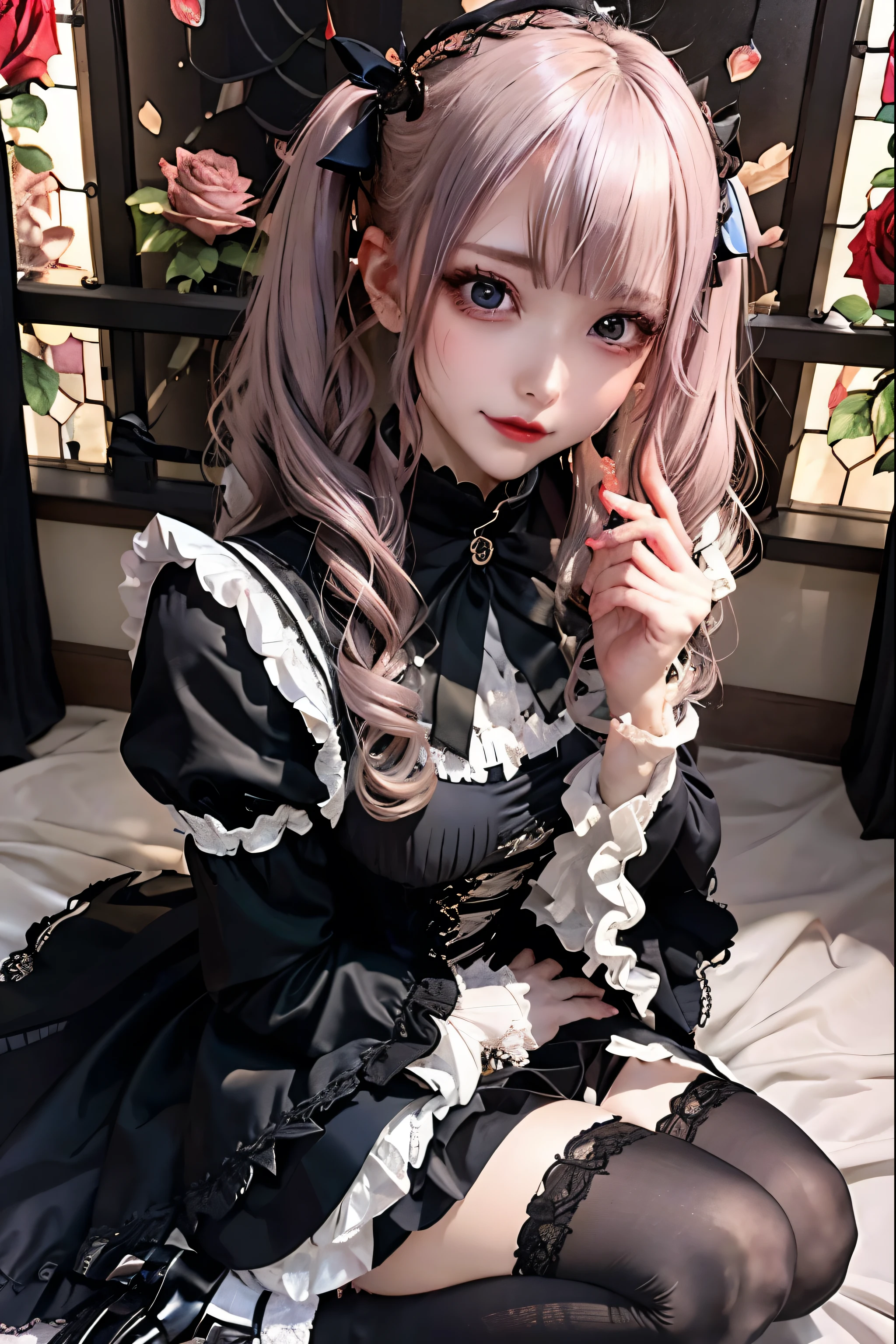 Hard Dark Gothic Makeup、Black dark eyeshadow、sad、Good skin radiance、Dark Gothicメイク、Dark smile、palace、The beauty of fragrance、24-years-old、Expression of intense sexual pleasure、Embarrassed look、Dark Gothic、Highest quality、Expression of sexual pleasure amid suffering、Drunk face、紫のMaid clothes、Mysterious、Noble、The face of someone holding it in the toilet、sexy、Loving smile、Twin tail hair、Right blue eye, Left eye is red、Super tempting pose、Platform Heel Shoes、Heavy makeup、Gothic ta clothes、Silver Hair、Long Hair Straight Hair、Cute Gothic Loliress、Beautiful Face、elegant features、Attractive face、Stained glass is the background、Chest glistening with sweat、The room is dark、goth long dress、Bell Sleeves、Wizard Sleeve、Decadent look、Sexually excited expression、Glossy thighs wet with water、Thighs that are wet and shiny with oil、Background of a room full of roses、sad expression、Rose Maiden、The embroidery is pink、The dress has pink embroidery.、Thigh-high socks、Knee-high socks、Gentle expression、Dark black eyeshadow、Stained glass and rose background、thighs are a little thin、Female Duo、Female couple、dark church background、Stained glass、Black metal world、Dark Castle、Dark Room、Slender body、gothic long dress、Victorian dress、Small breasts、Hold the wine in your right hand、Hold the lantern in your left hand、pantyhose、The bed is covered with roses、Lying in bed、Her thighs are shining with sweat、My body is wet and shiny、Lots of glitter on the thighs、sweating、My thighs are sticky from sweating、Sweat glistening on my thighs, The whole body is sweaty and shiny、I sweated a lot.、My thighs are sweaty、My thighs are wet、My thighs are shining with sweat、A lot of sweat glistening all over the body、Slender body、Sleep and lie down、Sleeping on a bed、Beautiful legs、Stretch your legs、