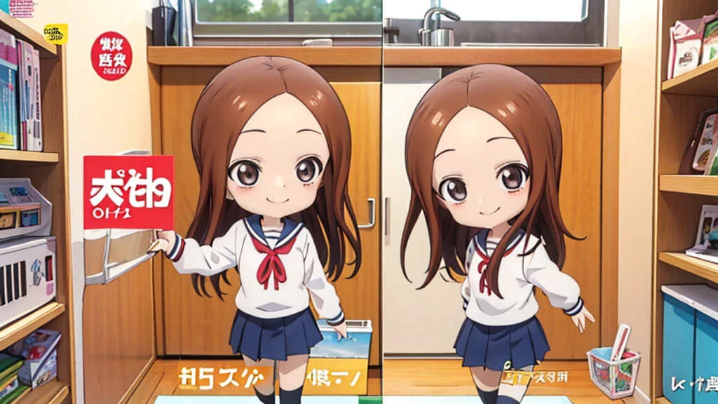 takagi-san，uniform，White shirt，smile，Comic Cover Style，Comic book cover title,8K