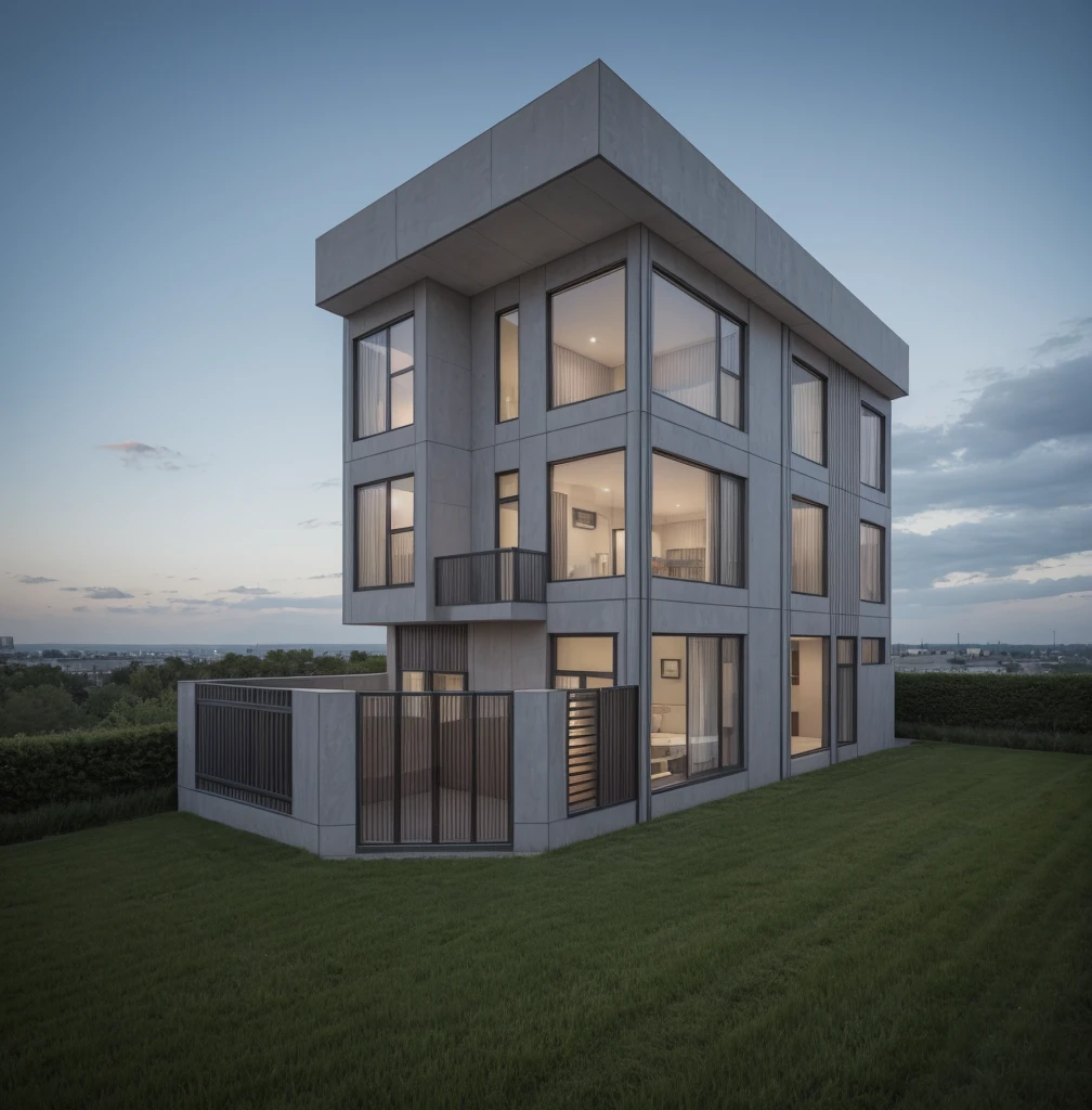 RAW photo, a photo of a modern villa with a car parked in front of it, ((1/2 dark grey wood facade)), architectural shot, gate, road, viet nam modern residence, rough white wall, new residential area, wide angle exterior 2022, contemporary house, exterior photography, masterpiece, contemporary architecture, overcast, indirect lighting