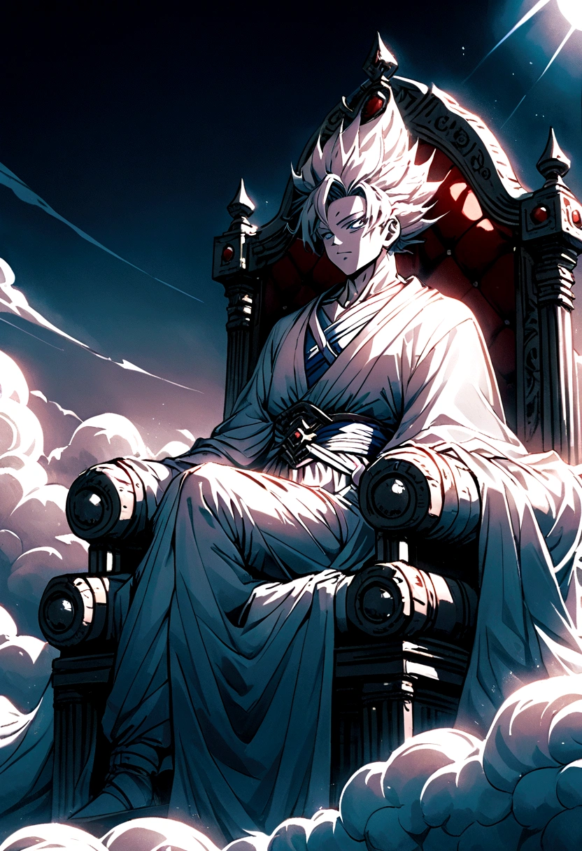 A god sat upon a throne of clouds 