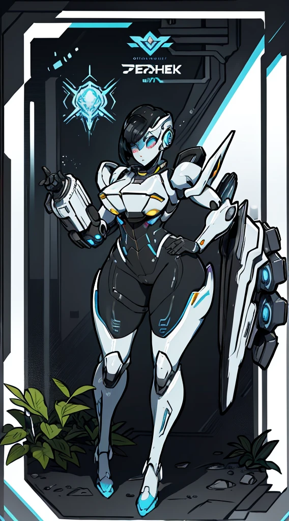 CARTOON ROBOT LADY, QUEEN, BLUE FAIRY WITH HUGE , a close up of a woman in a futuristic suit, echo from overwatch, girl in mecha cyber armor, biomechanical oppai, from overwatch, oppai cyberpunk, female mecha, mecha suit, overwatch fanart, ultra detailed game art, cyber suit, thick smooth warframe thighs, ferra white mecha, clothed in cyber armour, BATTLE ARMOR, TRANSPARANT, STANDING, SEXY BODY, MUSCLE ABS.