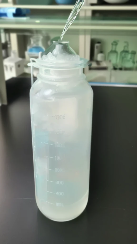 Close up of beakers with liquid on table, 1 5 0 ml lens, stringy viscous liquid, Liquid with viscosity, bottle, round bottle, Silicone Case, Transparent liquid, Super detailed scp artifact jar, Silicone leather, 4 0 9 6, by Yi Yuanji, Add water, dissolve filter
