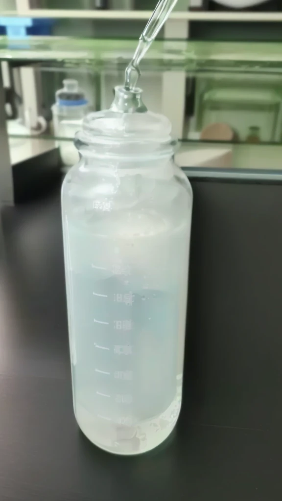 Close up of beakers with liquid on table, 1 5 0 ml lens, stringy viscous liquid, Liquid with viscosity, bottle, round bottle, Silicone Case, Transparent liquid, Super detailed scp artifact jar, Silicone leather, 4 0 9 6, by Yi Yuanji, Add water, dissolve filter